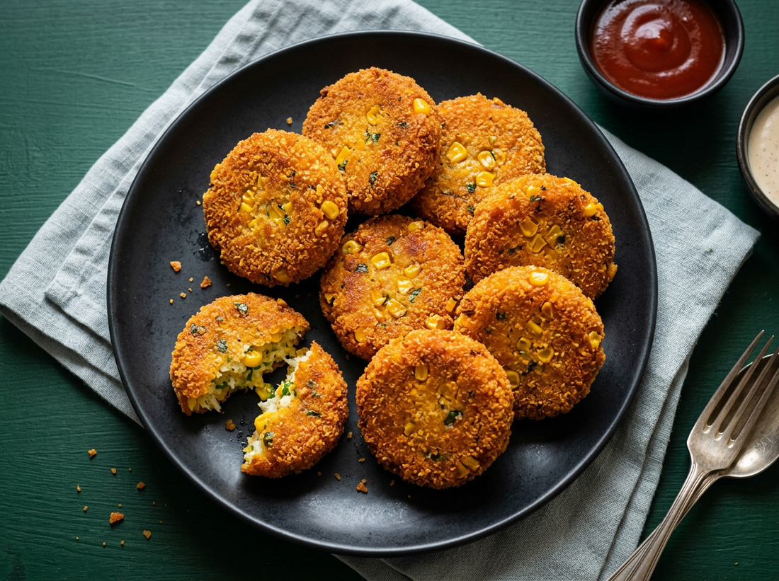 Paneer and Corn Tikkis